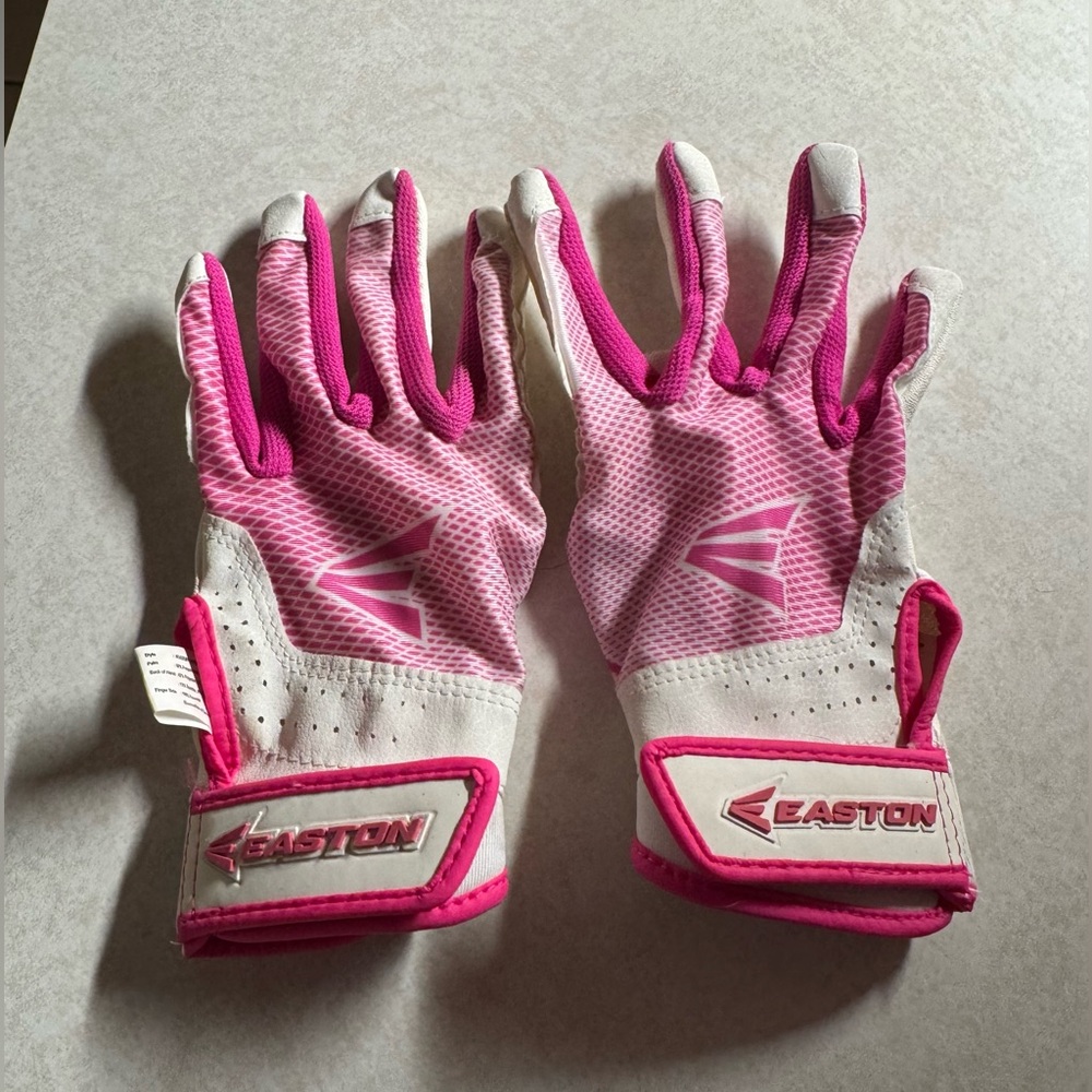 Easton Pink and White batting gloves
